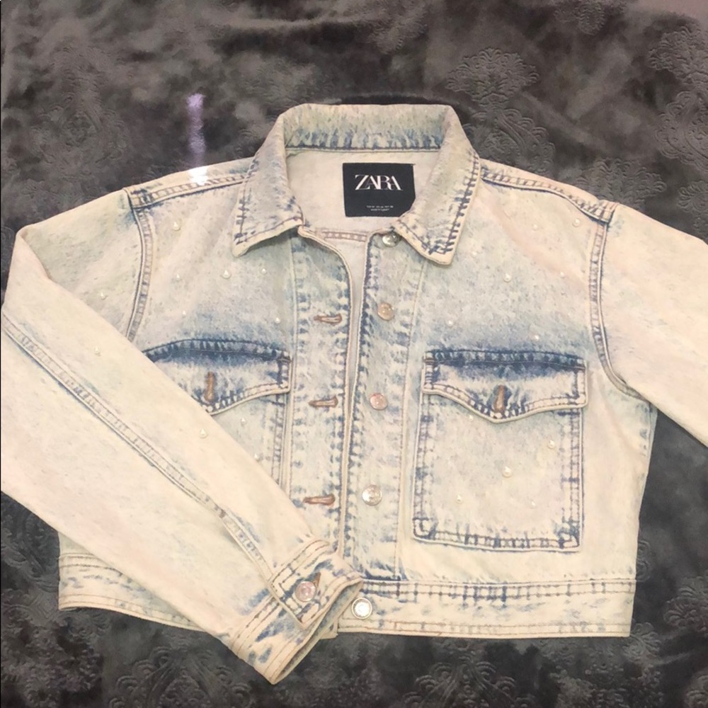 ZARA PEARLED JEAN JACKET